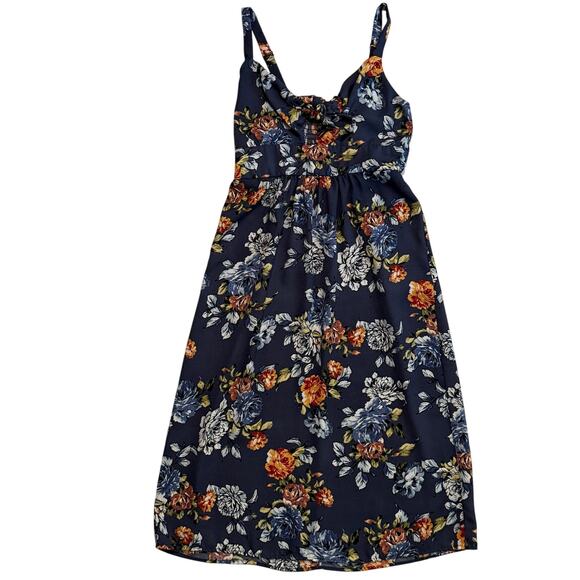 Floral Smocked Waist Maxi Dress Blue V-Neck Adjustable Straps Women’s Small - Picture 2 of 8